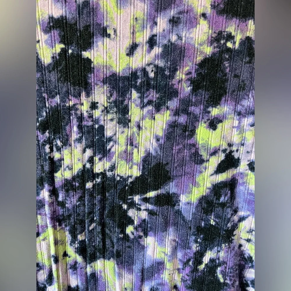 Art Class Bodycon Dress Ribbed Purple Tie Dye‎ Long Sleeve Mini Size S 6/6X